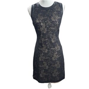 Tommy Hilfiger Dress Sz 10 Black Lace Fit & Flare Sheath Wedding Cocktail Party